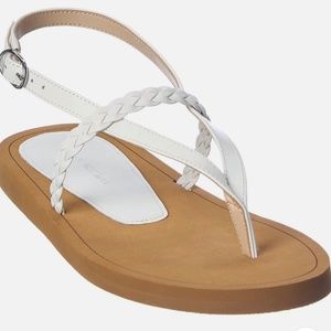 NEW! Stuart Weitzman White Leather Sandal Braided Strap W Sz 7.5